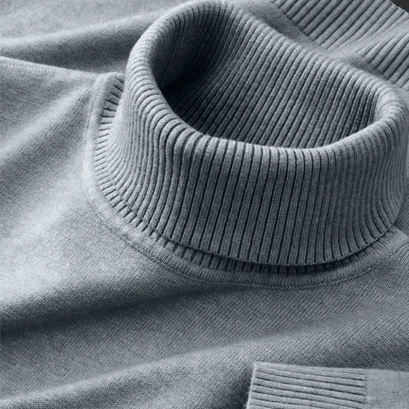2026 New Mens Knitted Sweaters Solid Color Turtleneck Breathable Pullovers Warm Outdoor Basic Streetwear autumn Business Tops