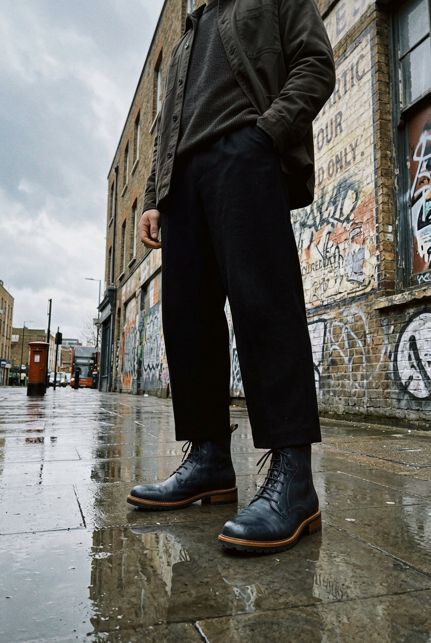 Men's Yardline Leather Ankle Boots by Craftklart Dropship, showcasing stylish brown leather ankle boots with a sleek design.