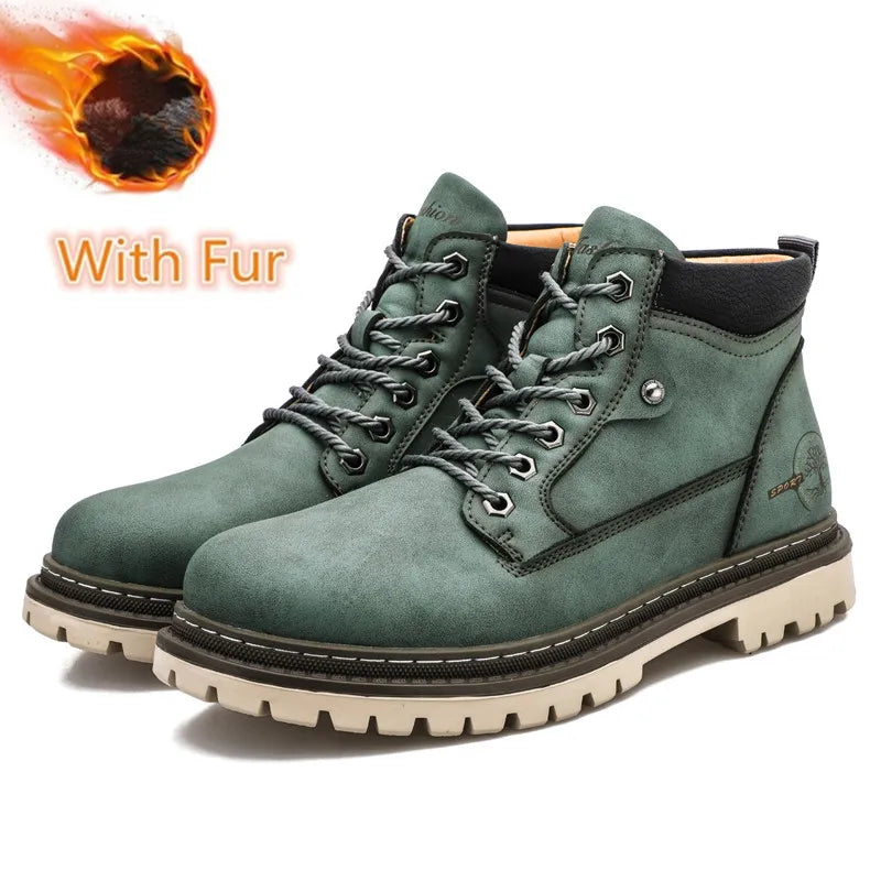 High-Top Leather Men's Walking Boots - Craftklart.store