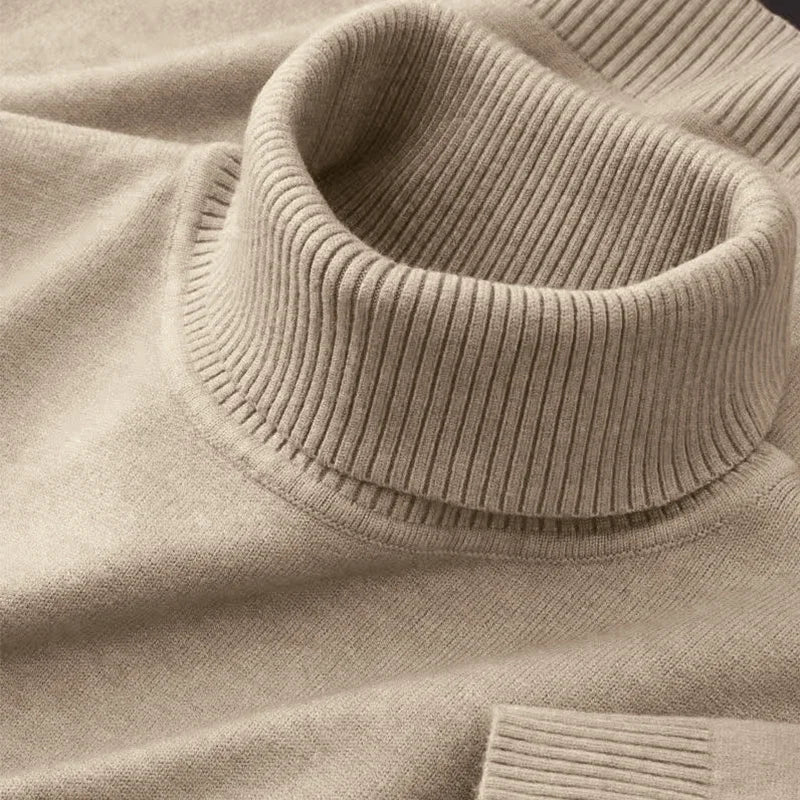 2026 New Mens Knitted Sweaters Solid Color Turtleneck Breathable Pullovers Warm Outdoor Basic Streetwear autumn Business Tops