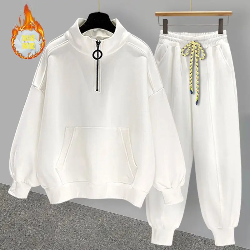 Hip Hop Half High Collar Sweatshirt Set Autumn Winter Trend - Premium Hoodie from Craftklart Dropship - Just $11.46! Shop now at Craftklart.store