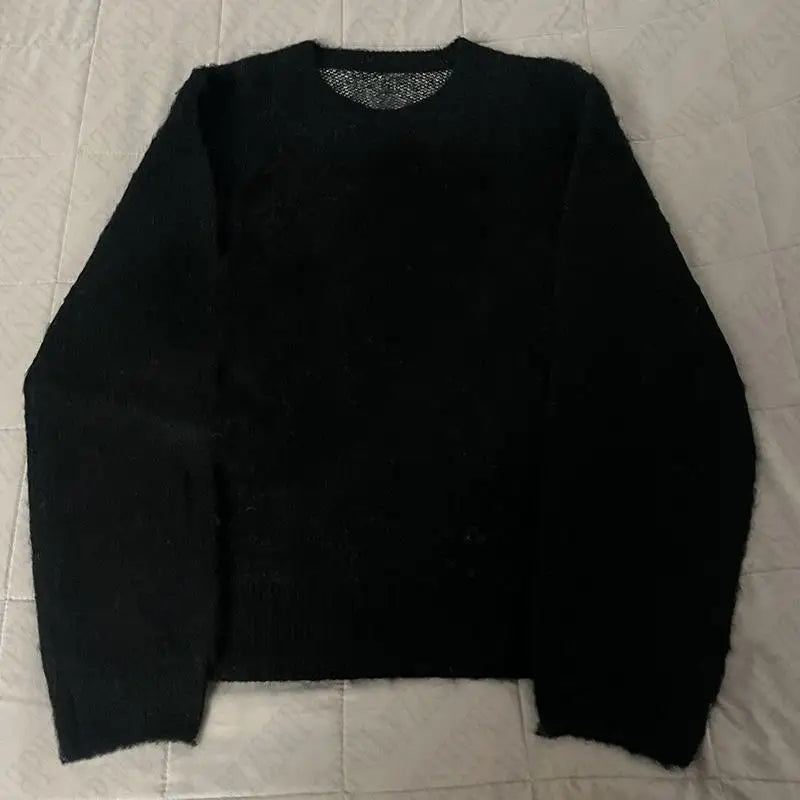 Y2k Men Solid Color Hip Hop Knitted Sweater - Craftklart.store