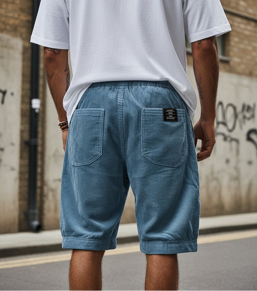 Textured Corduroy Casual Shorts