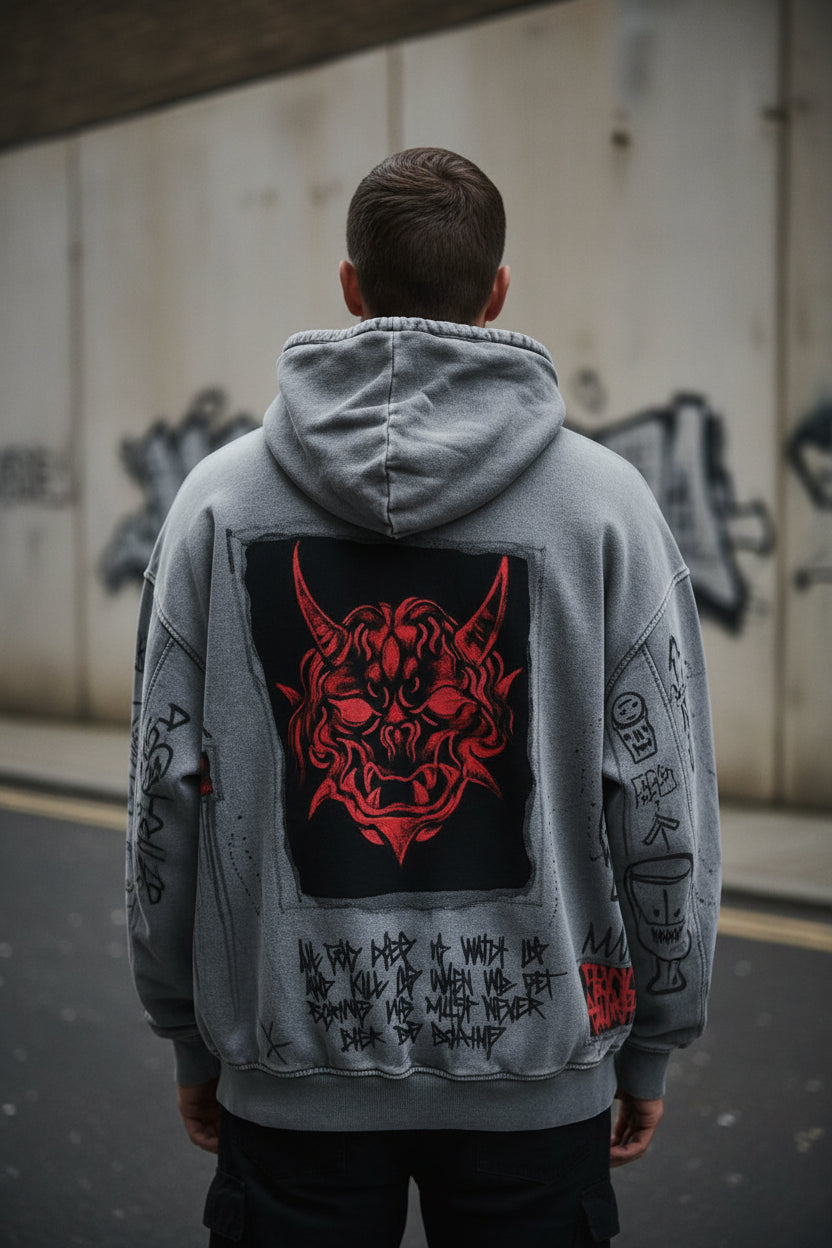Unisex Y2K Devil Print Zip-Up Hoodie – Loose Harajuku Streetwear | Minimalist Streetwear | Craftklart