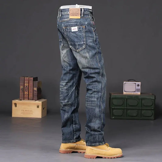 Trousers Vintage Washed Straight Jeans for Men - Premium Jeans from Craftklart Dropship - Just $32.36! Shop now at Craftklart.store