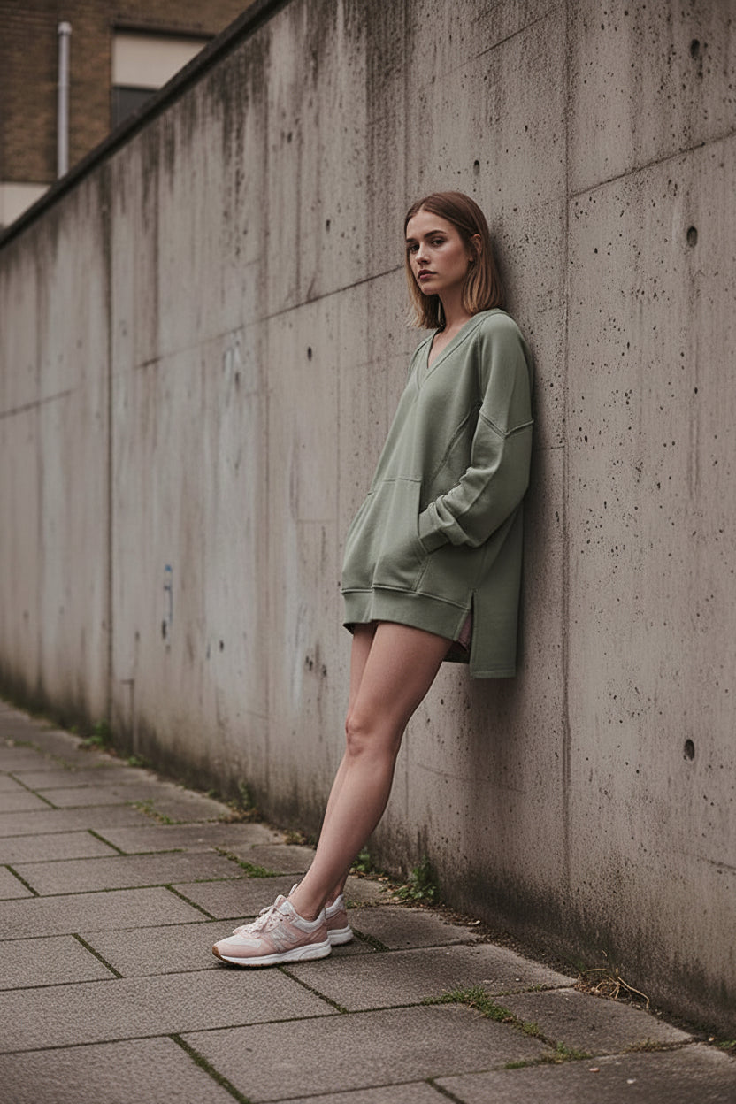 Oversized Cotton Sweatshirt — Open Side Patchwork | Craftklart