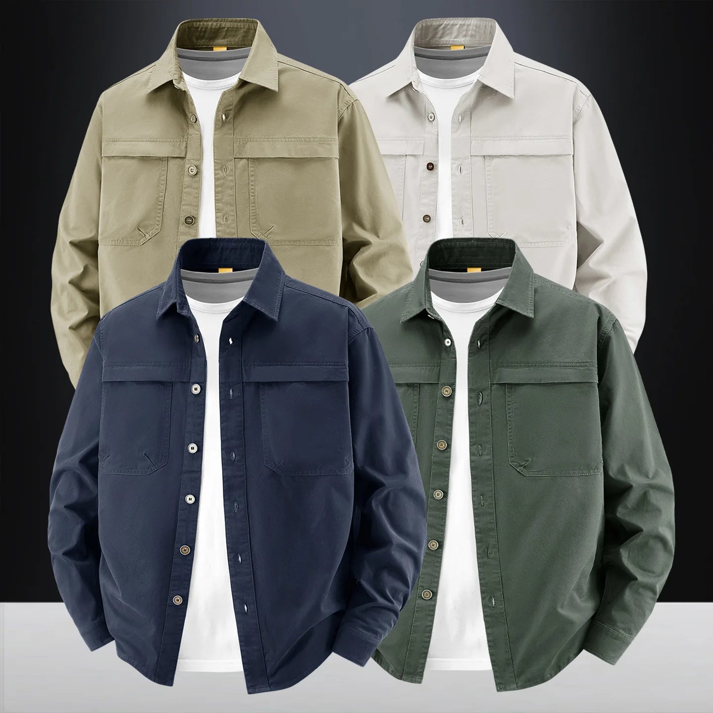 Retro Washed Cotton Long-Sleeve Shirt