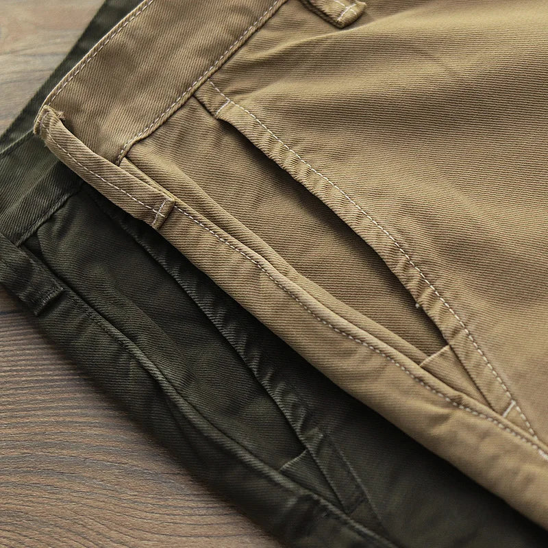 Spring New American Cotton Retro Twill Amekaji Chino Cargo Pants - Premium Pants from Craftklart.store - Just $47.76! Shop now at Craftklart.store