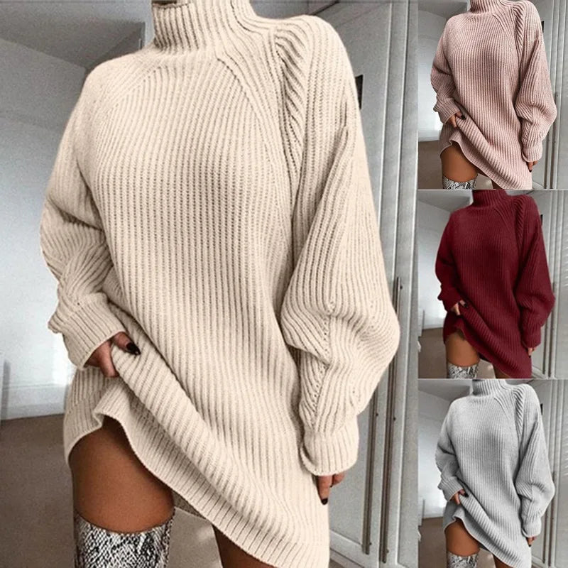 Winter High Neck Women's Sweater Dress - Premium Dress from Craftklart Dropship - Just $24.05! Shop now at Craftklart.store