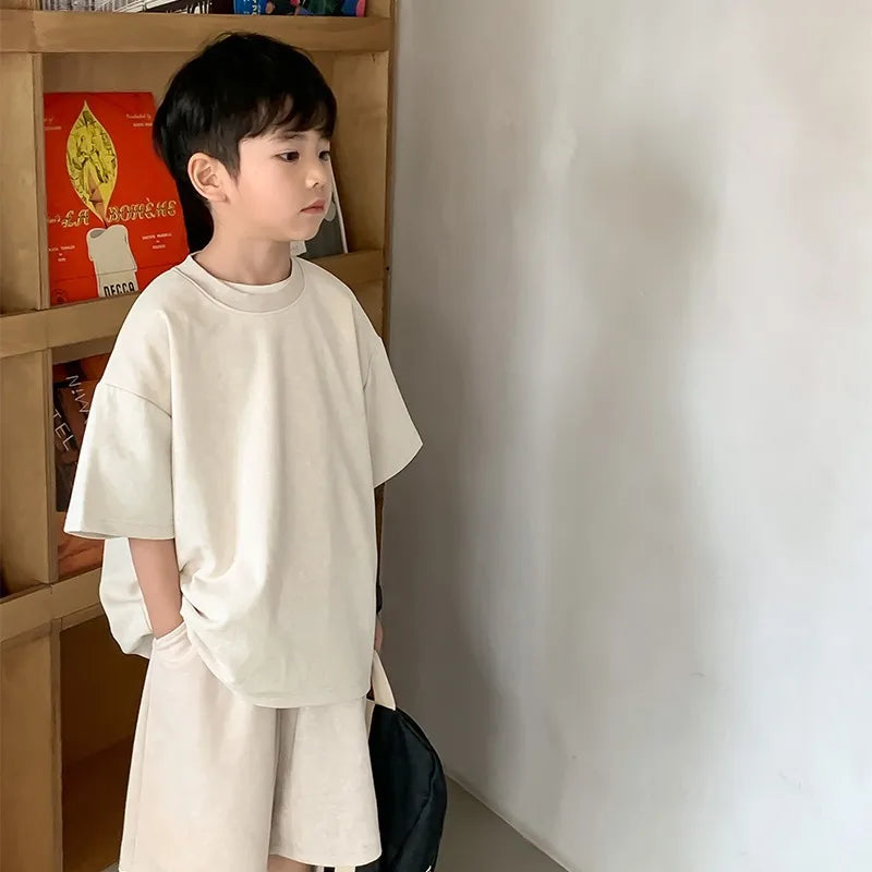 Boys Korean Loose Shirts+shorts 2pcs/set - Premium Kids clothes from Craftklart.store - Just $28! Shop now at Craftklart.store