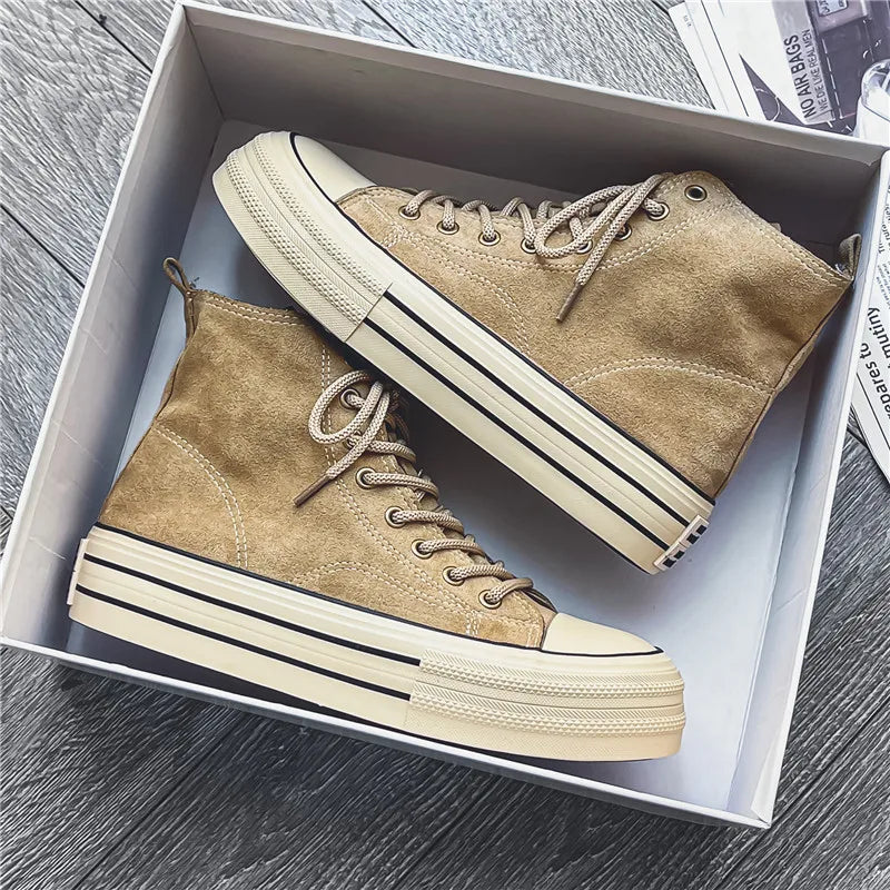 JY explosive men's new high top thick sole couple canvas shoes casual