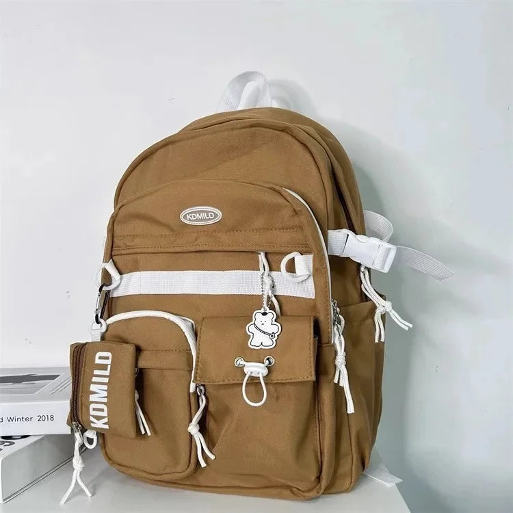 Korean Retro Workwear Large Capacity Dual Shoulder Bag