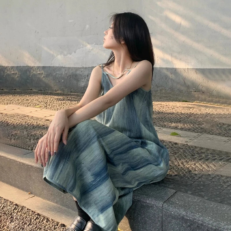 Women Loose Lazy Tie Dye Suspender Dress - Premium Dress from Craftklart Dropship - Just $8.99! Shop now at Craftklart.store