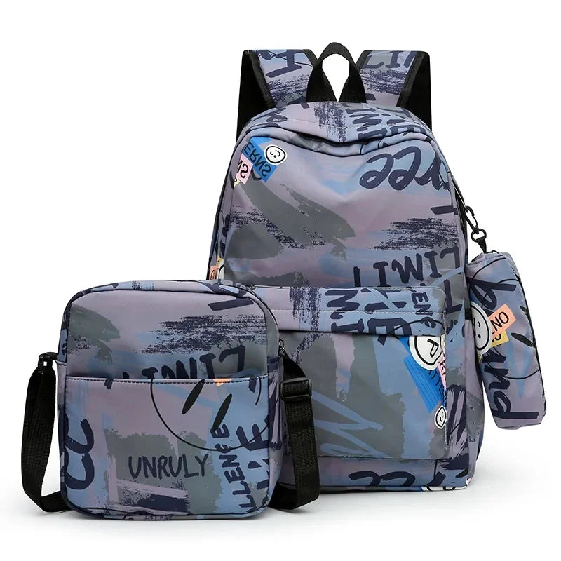 Large Capacity Waterproof Shoulder Three-Piece Set Backpack
