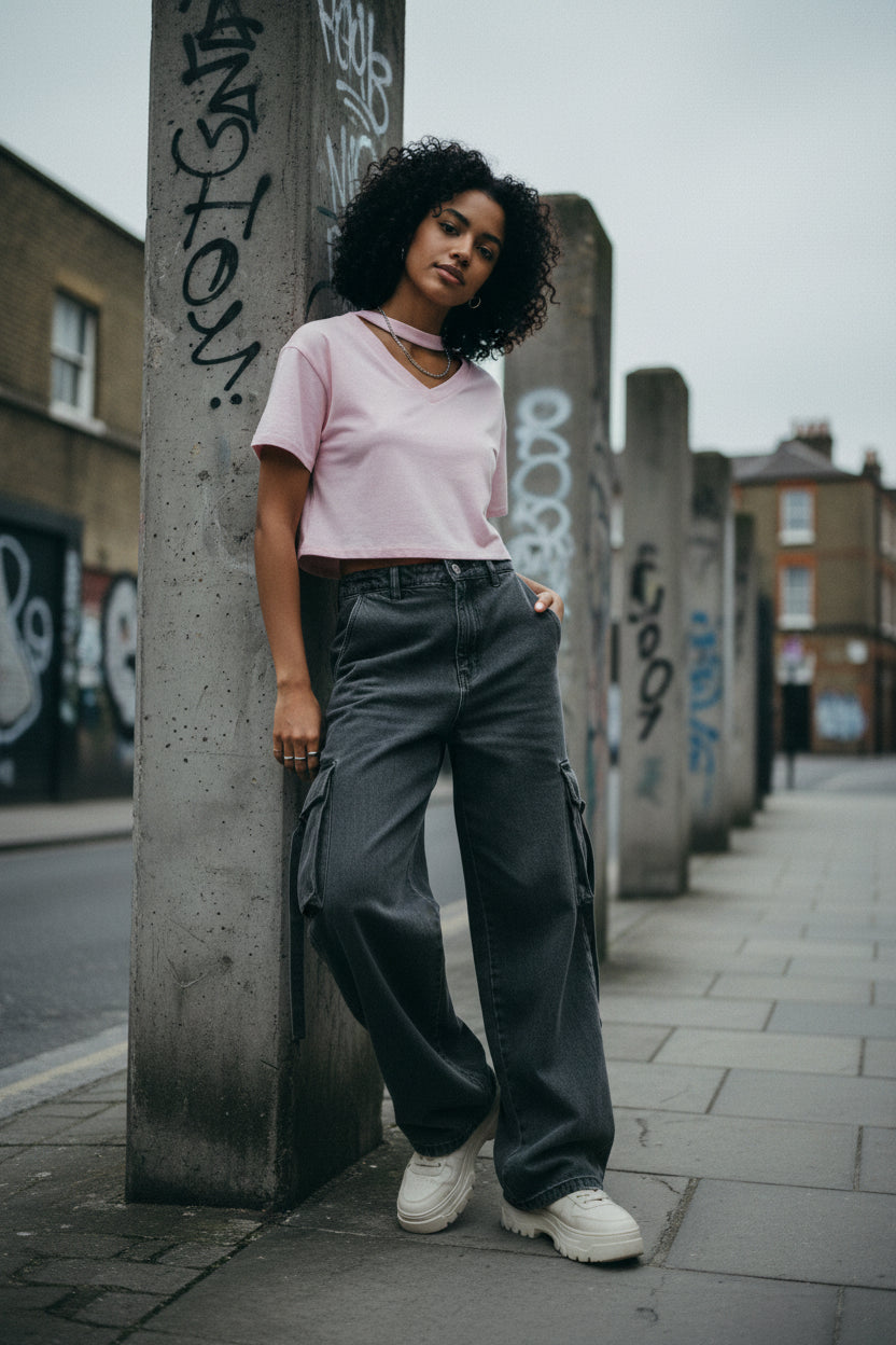 Cropped V-Neck Tee — Women's Short Sleeve
