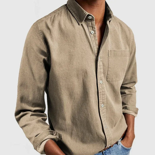 Men's Branded Spring Solid Color Casual Long Sleeve Shirt - Premium Shirt from Craftklart Dropship - Just $16! Shop now at Craftklart.store