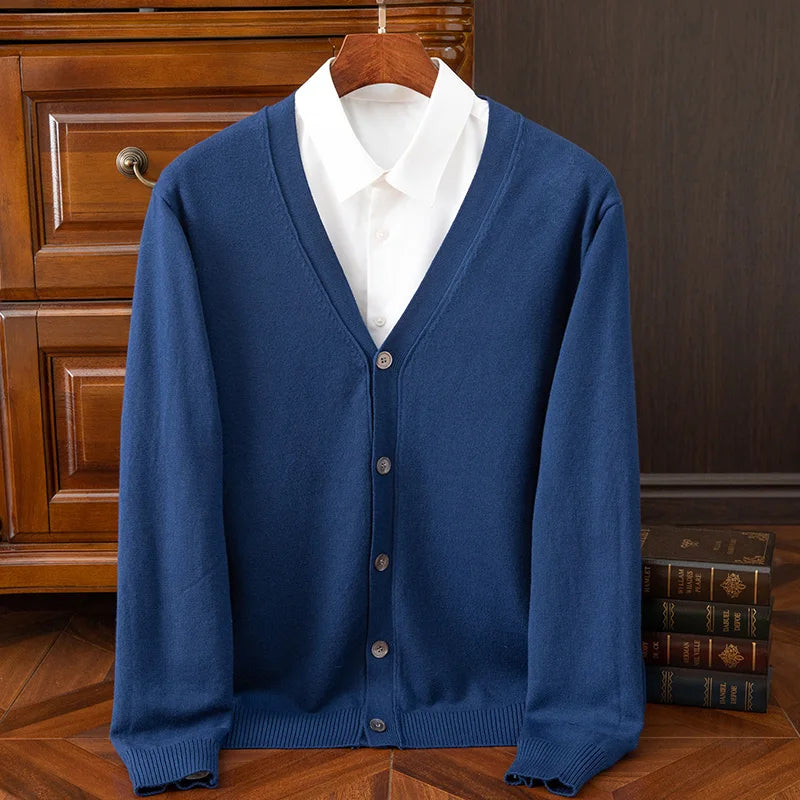 Men's  100% Merino wool cashmere V-neck cardigan - Premium Cardigan from Craftklart Dropship - Just $15.73! Shop now at Craftklart.store