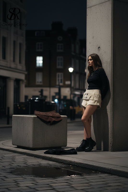 Corduroy Mini Shorts — Women's Low Waist