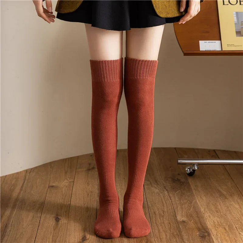 Terry Over-the-knee Socks for Women in Winter Plus Velvet and Thickened Warm Stockings Knee-protecting Thigh-high Socks - Craftklart.store