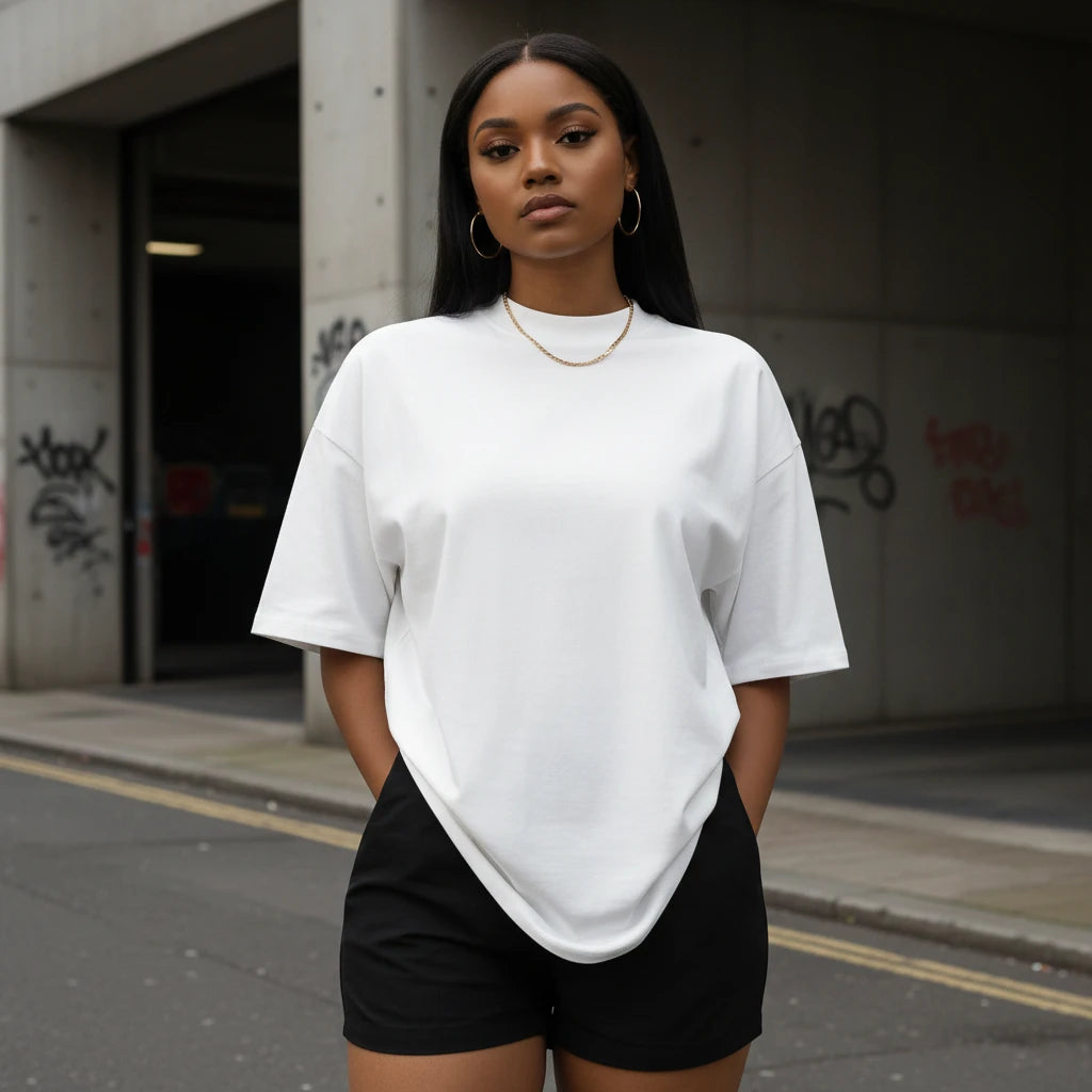 Oversized Cotton Tee — Solid Colour