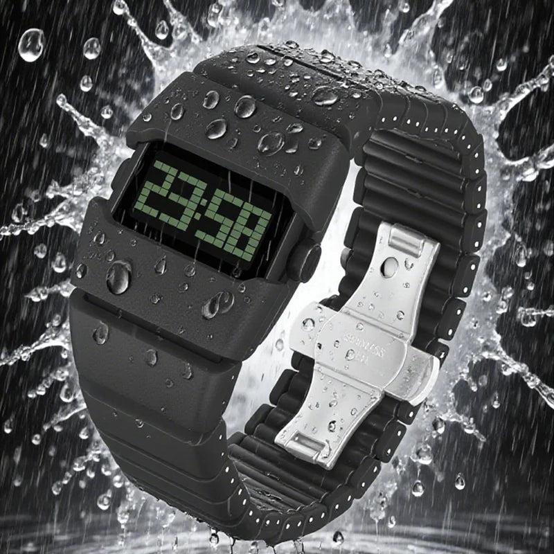 Digital sport watch with resin strap by Craftklart Dropship, featuring a sleek LED display and durable design.