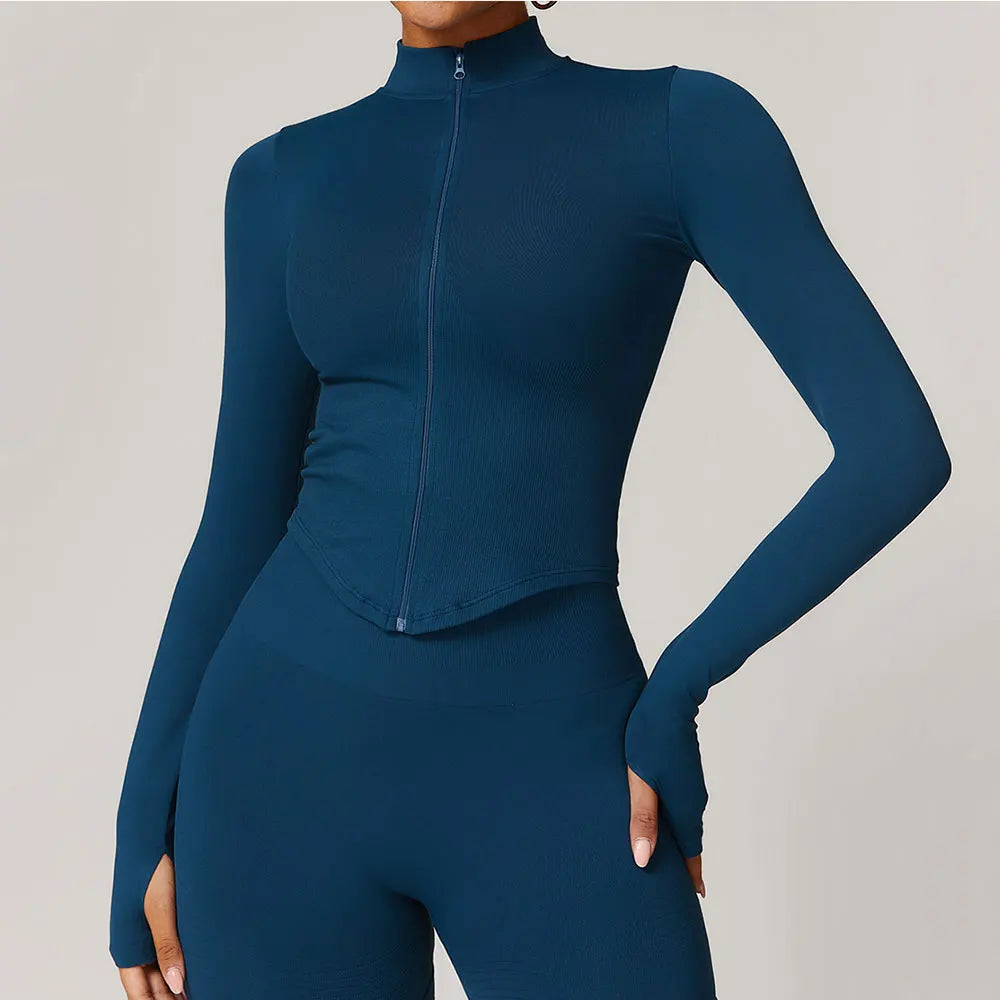 Women's Standing Collar Yoga Long Sleeved Sports Jacket