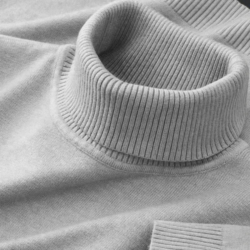 2026 New Mens Knitted Sweaters Solid Color Turtleneck Breathable Pullovers Warm Outdoor Basic Streetwear autumn Business Tops
