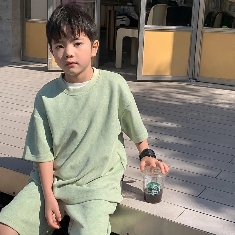 Boys Korean Loose Shirts+shorts 2pcs/set - Premium Kids clothes from Craftklart.store - Just $28! Shop now at Craftklart.store