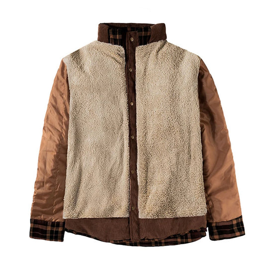 Cotton Plaid Jacket Autumn Men Casual Multi-Pockets Coat