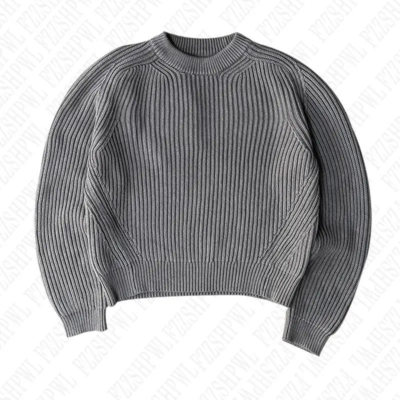 Y2k Men Solid Color Hip Hop Knitted Sweater - Craftklart.store