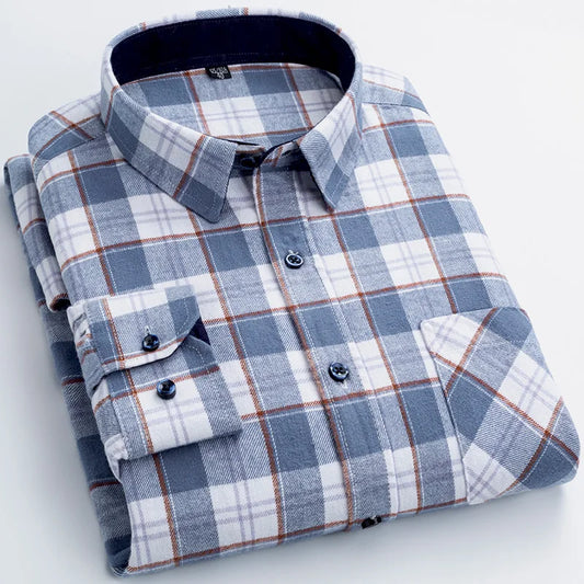 New Flannel Plaid Cotton Shirts For Man