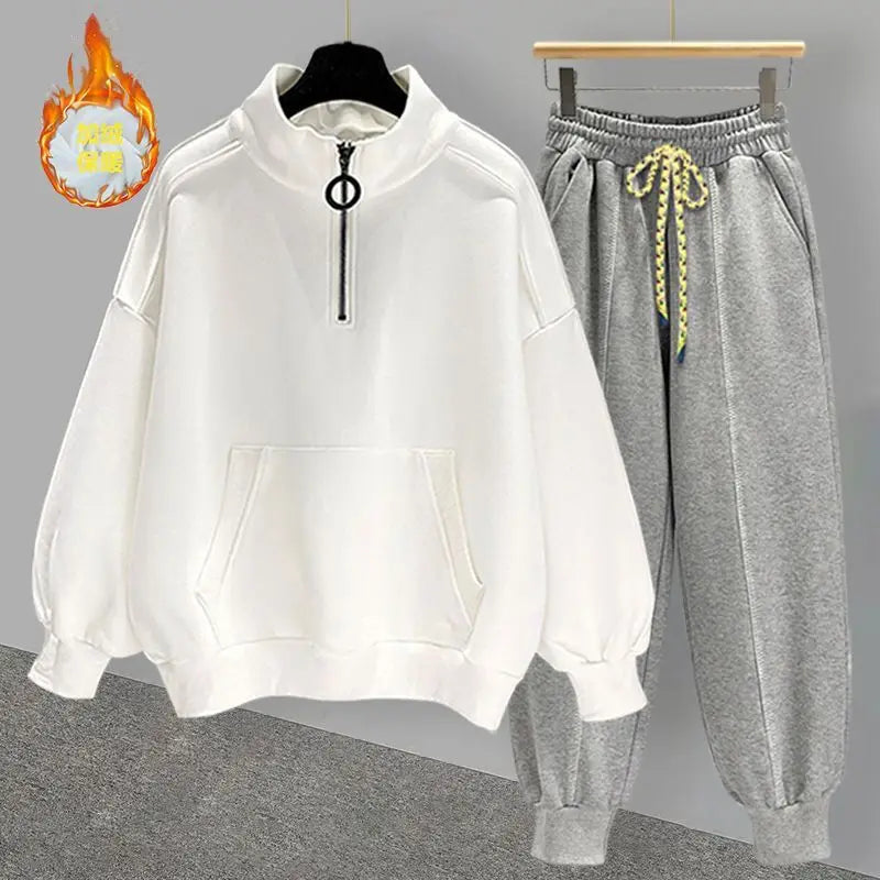 Hip Hop Half High Collar Sweatshirt Set Autumn Winter Trend - Premium Hoodie from Craftklart Dropship - Just $11.46! Shop now at Craftklart.store