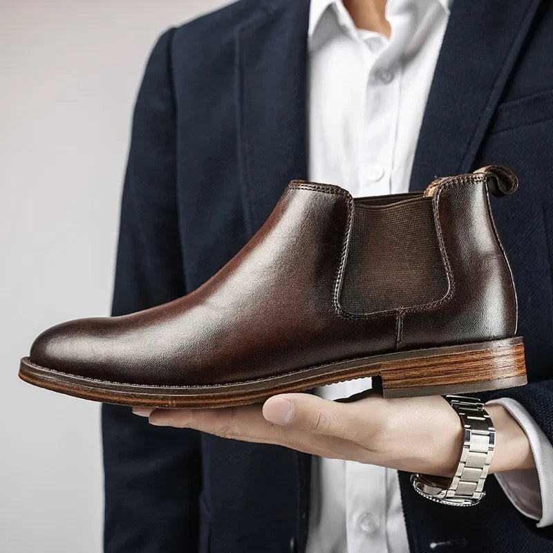 British Fashion Style Men Ankle Boots Genuine Leather Slip on Chelsea Boots - Premium Boots from Craftklart Dropship - Just $74.10! Shop now at Craftklart.store