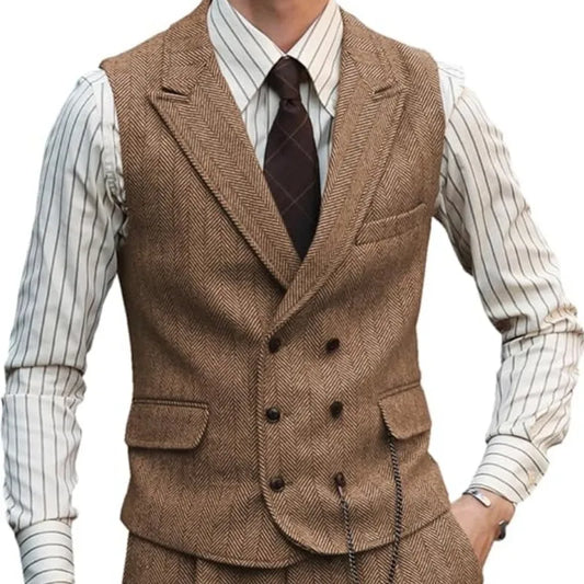 Men Brown Suede Leather Urban Casual Waistcoat