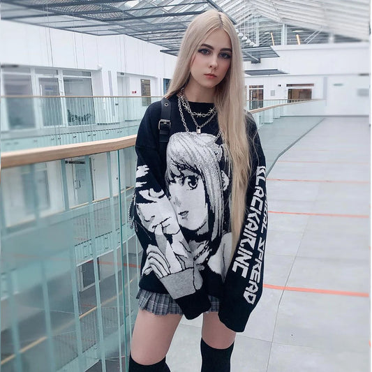 Retro Japanese Style Anime Girl Knitted Sweater