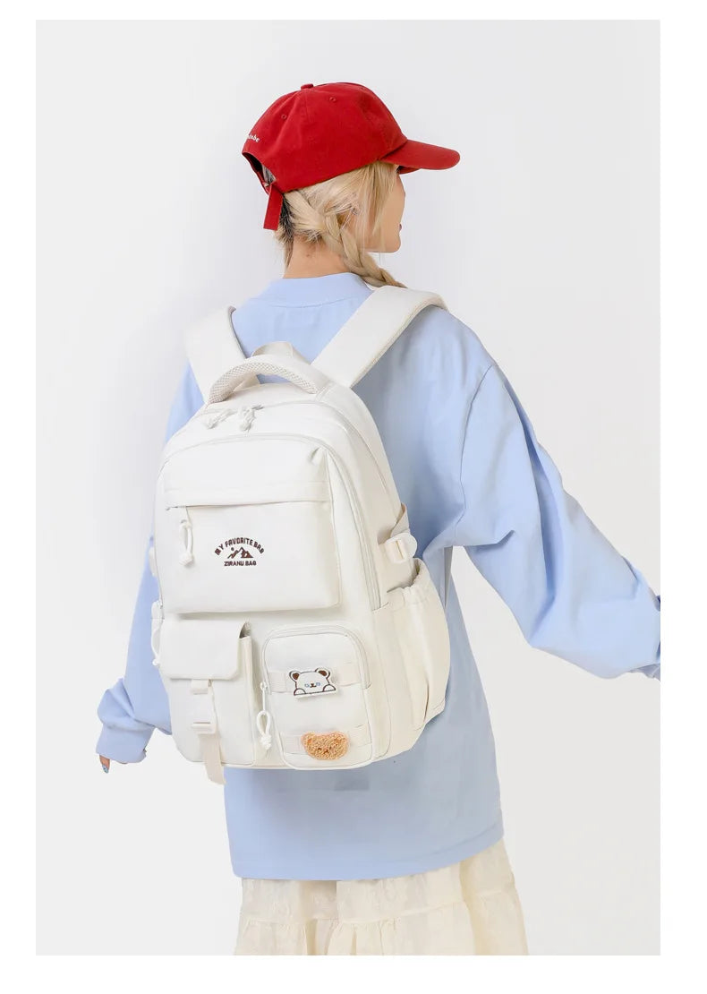 Japanese Ins College Syle Backpack with Pendant - Craftklart.store