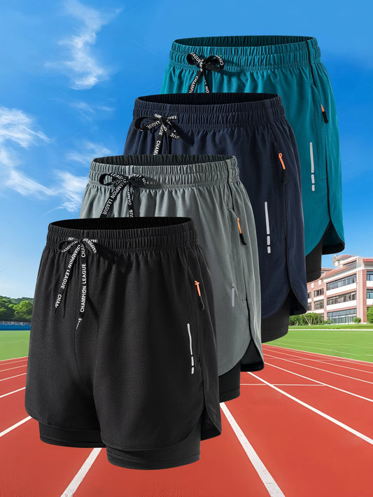 Men's Quick Dry Workout Jogging Double Deck Shorts