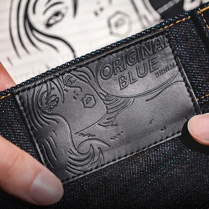 Craftklart Dropship Quiet n Heavy selvedge denim jeans in straight fit, 13.5oz raw denim, displayed on a hanger.