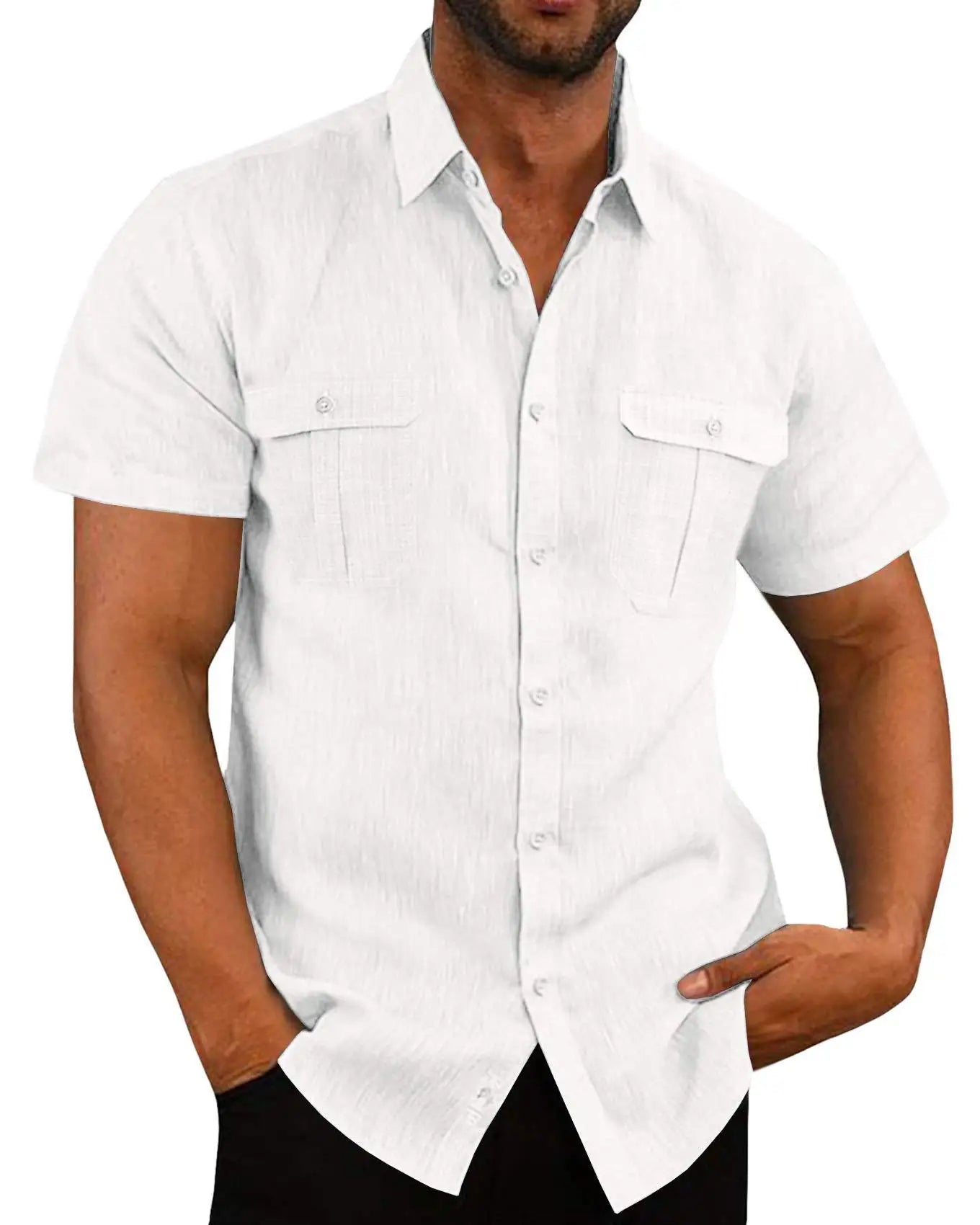 Men's  New Cotton Linen Short-Sleeved Shirts - Premium Shirt from Craftklart Dropship - Just $11.13! Shop now at Craftklart.store