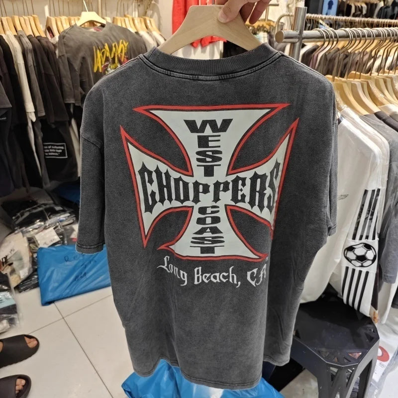 Men's West Coast Choppers casual cotton T-shirt in black, featuring streetwear style and logo design, from Craftklart Dropship.