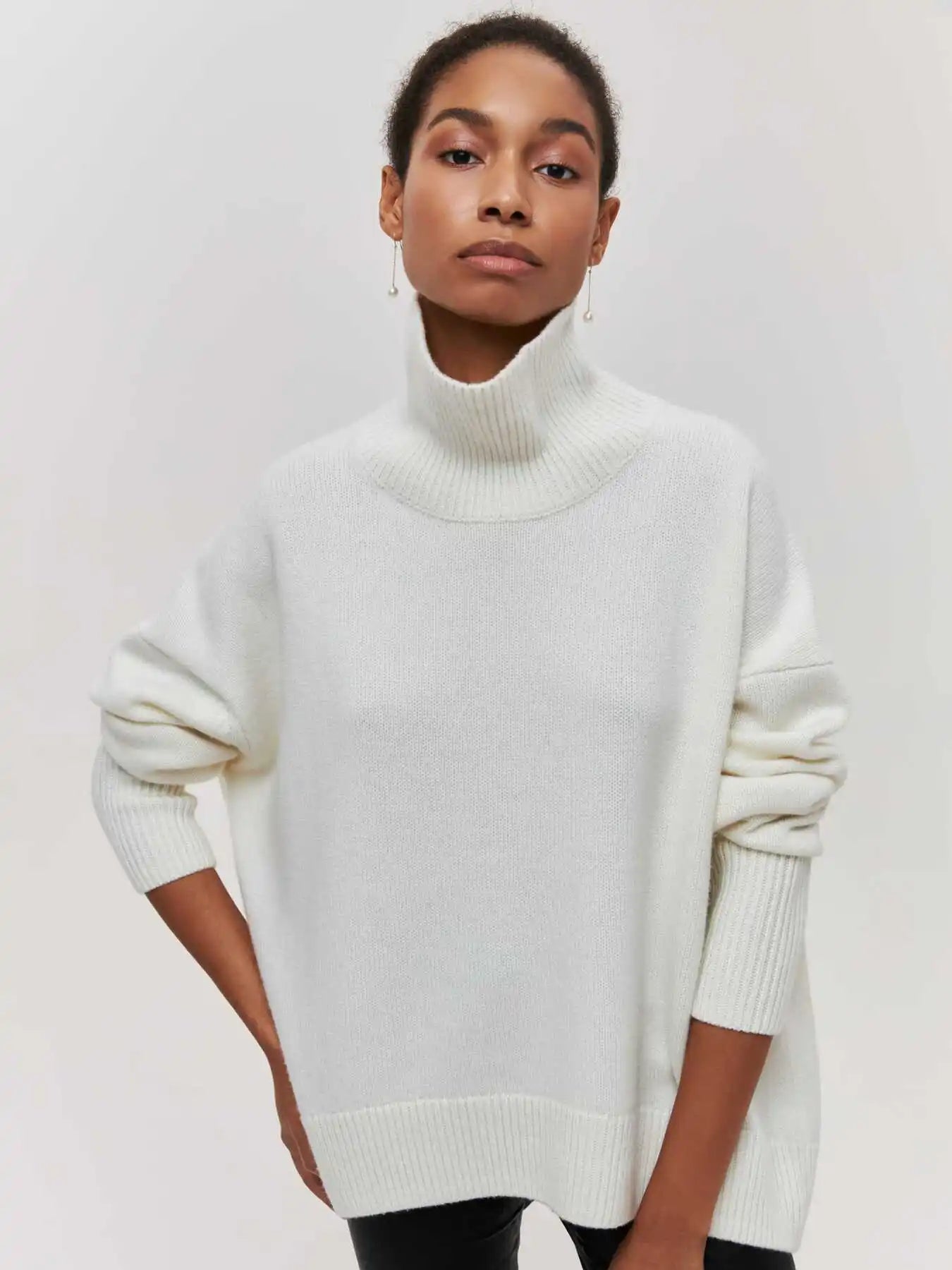 Women's Urban Styled Oversized Elegant Thick Knitted Pullover - Craftklart.store