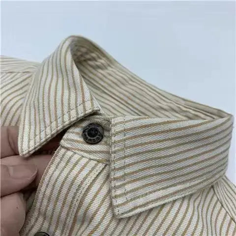 Urban Workwear Striped Men's Loose Long Sleeved Shirt