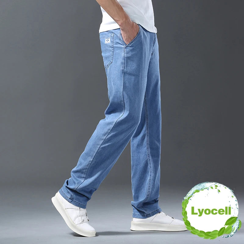 Lyocell Ice Silk Jeans Men's Summer Ultra-thin Loose Straight Denim Pants - Premium Jeans from Craftklart Dropship - Just $27.13! Shop now at Craftklart.store