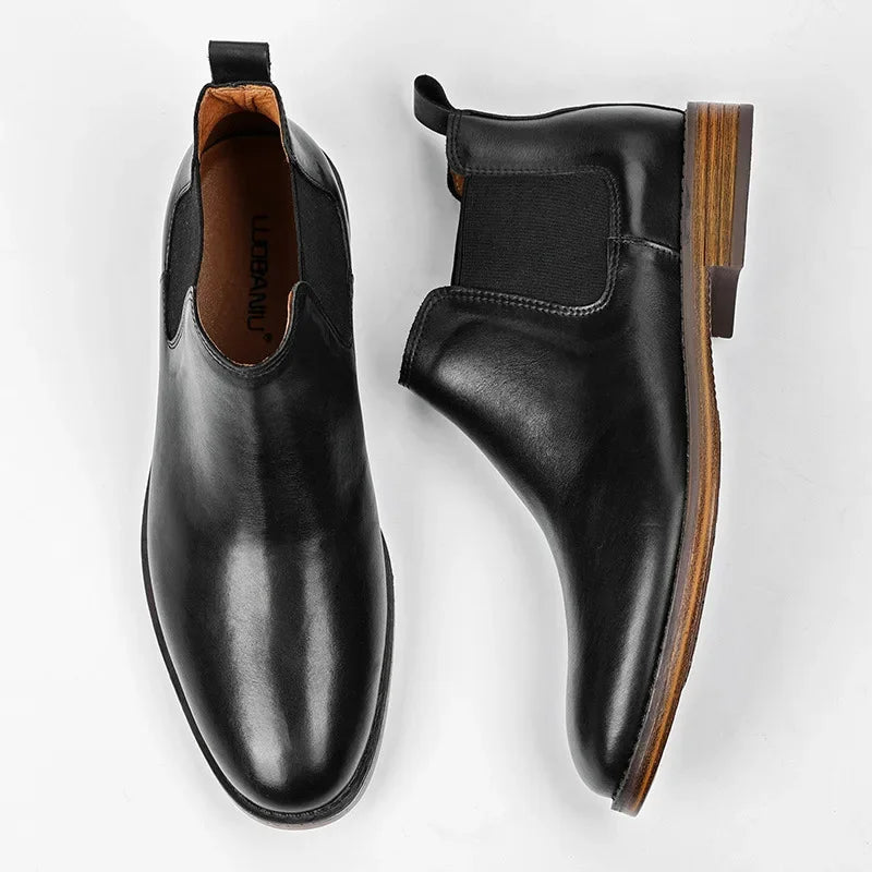 British Fashion Style Men Ankle Boots Genuine Leather Slip on Chelsea Boots - Premium Boots from Craftklart Dropship - Just $74.10! Shop now at Craftklart.store