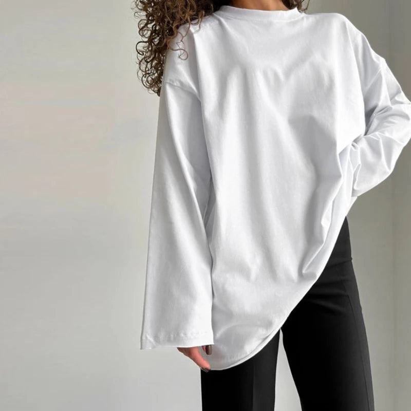 Women Round Neck oose  Long Sleeve Cotton T-Shirts - Premium Longsleeve Top from Craftklart Dropship - Just $18.28! Shop now at Craftklart.store