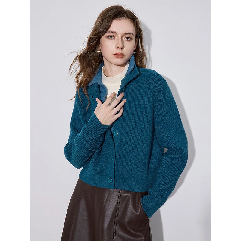 Women Knitted New Turtleneck Single Breasted Sweater