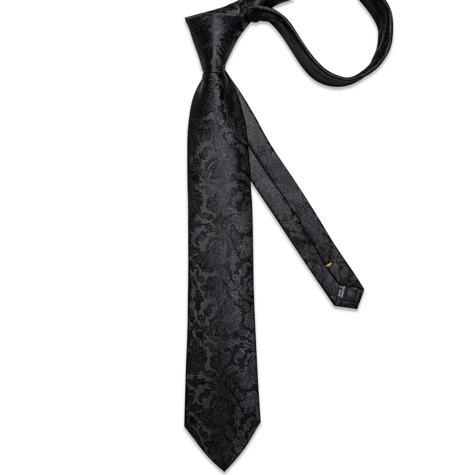 Urban Gentlemen Luxury Black Solid Paisley Tie | Minimalist Streetwear | Craftklart