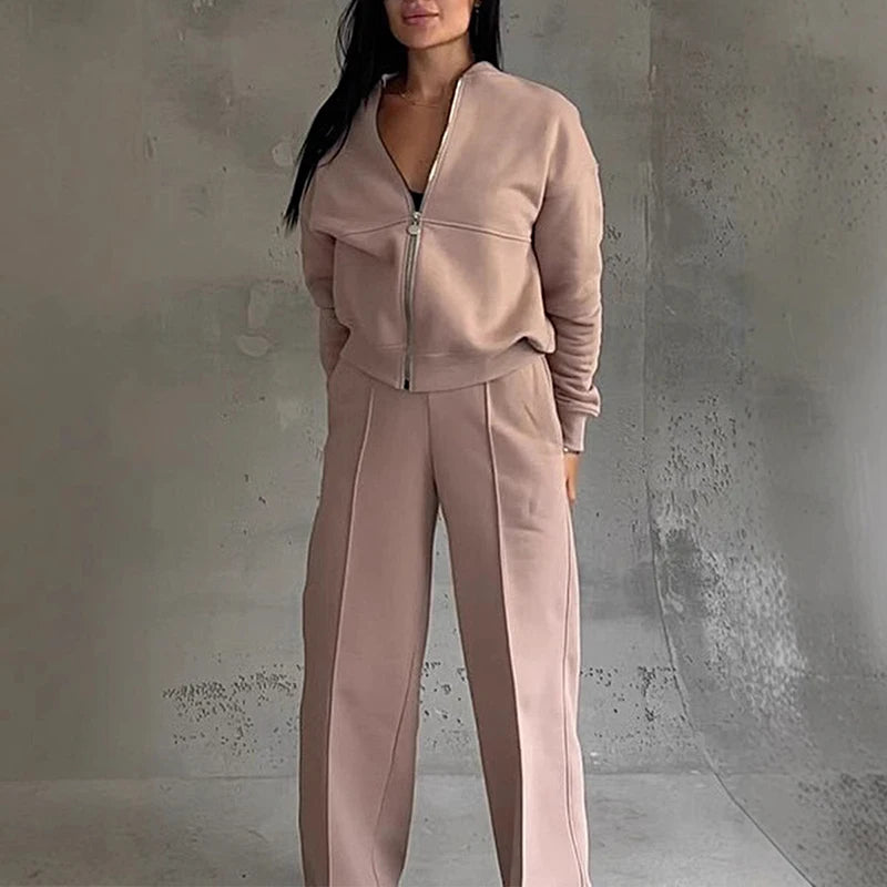 Women's Solid Color Sportwear Tracksuit Set - Premium Set from Craftklart Dropship - Just $32.15! Shop now at Craftklart.store