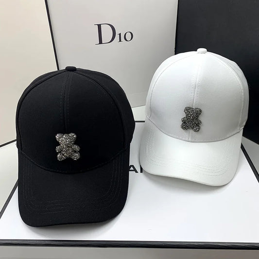Women Korean Wild Bear Rhinestone Caps