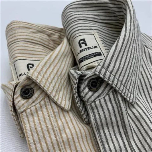 Urban Workwear Striped Men's Loose Long Sleeved Shirt